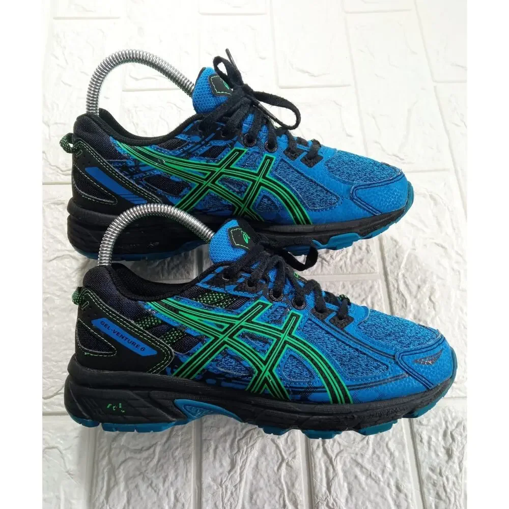 Asics Gel-Venture 6 GS 1014A077 Running Shoes Blue Green Trekking Size 4.5 Y